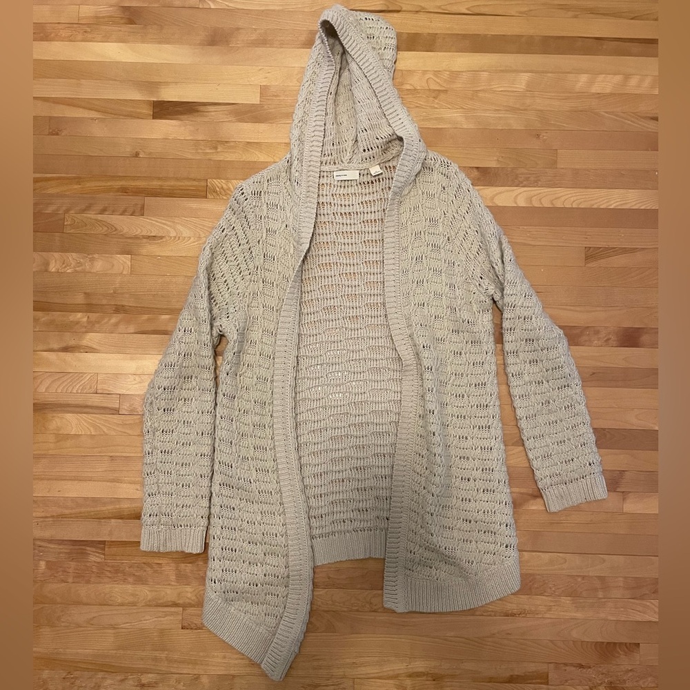 Anthro Sleeping on Snow Women's Cream Hooded Sweater Size M